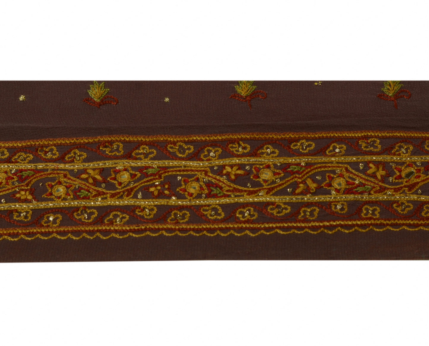 Sushila Vintage Mauve Sari Border Indian Craft Sewing Trim Hand Embroidered Lace