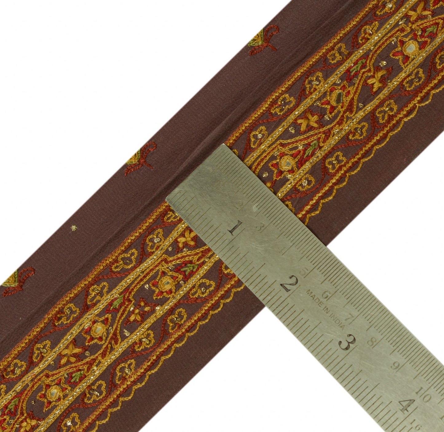 Sushila Vintage Mauve Sari Border Indian Craft Sewing Trim Hand Embroidered Lace