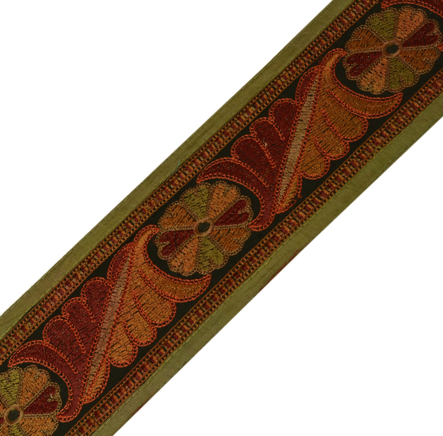 Sushila Vintage Black Saree Border Indian Craft Sewing Trim Embroidered Lace