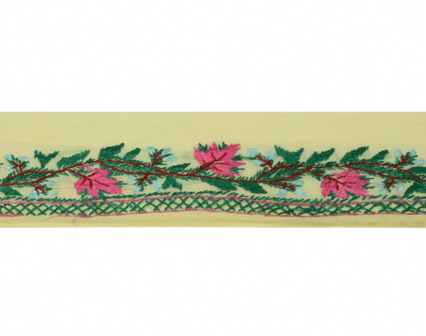 Sushila Vintage Cream Saree Border Indian Craft Sewing Trim Embroidered Lace