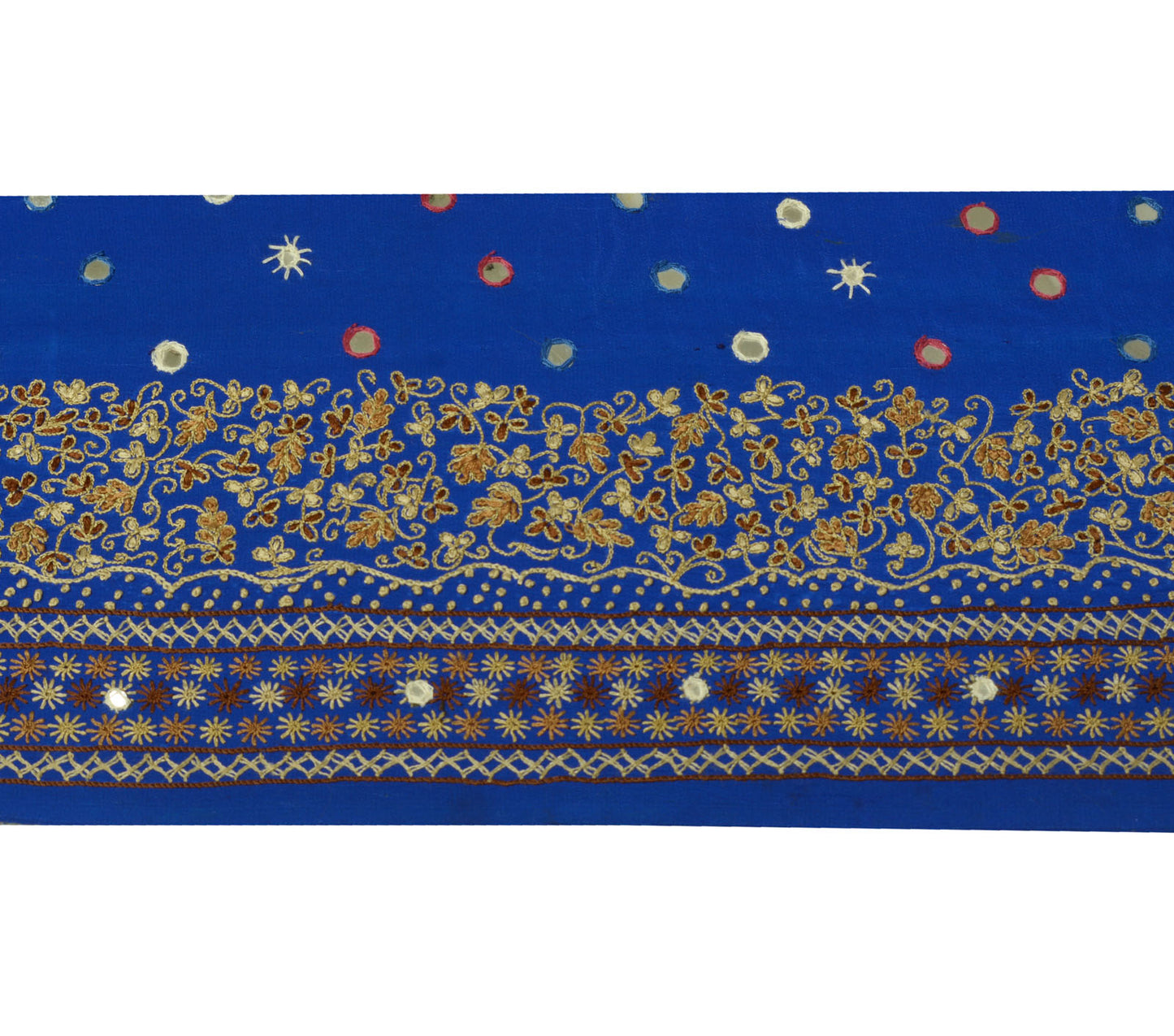 Sushila Vintage Blue Sari Border Indian Craft Sewing Trim Hand Embroidered Lace