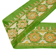 Sushila Vintage Green Sari Border Indian Craft Sewing Trim Embroidered Lace