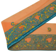 Sushila Vintage Peach Saree Border Indian Craft Sewing Trim Embroidered Lace