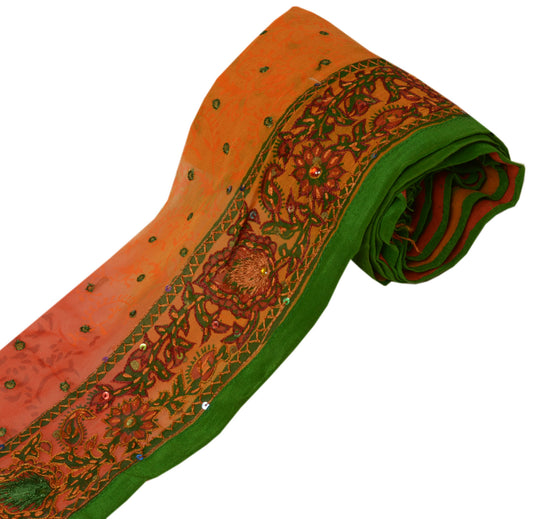 Sushila Vintage Saree Border Rust Craft Sewing Trim Hand Embroidered Lace Ribbon