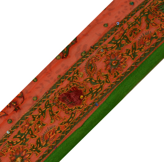 Sushila Vintage Saree Border Rust Craft Sewing Trim Hand Embroidered Lace Ribbon