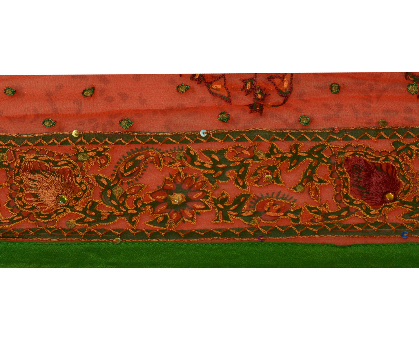 Sushila Vintage Saree Border Rust Craft Sewing Trim Hand Embroidered Lace Ribbon
