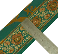 Sushila Vintage Green Sari Border India Craft Sewing Trim Hand Embroidered Lace