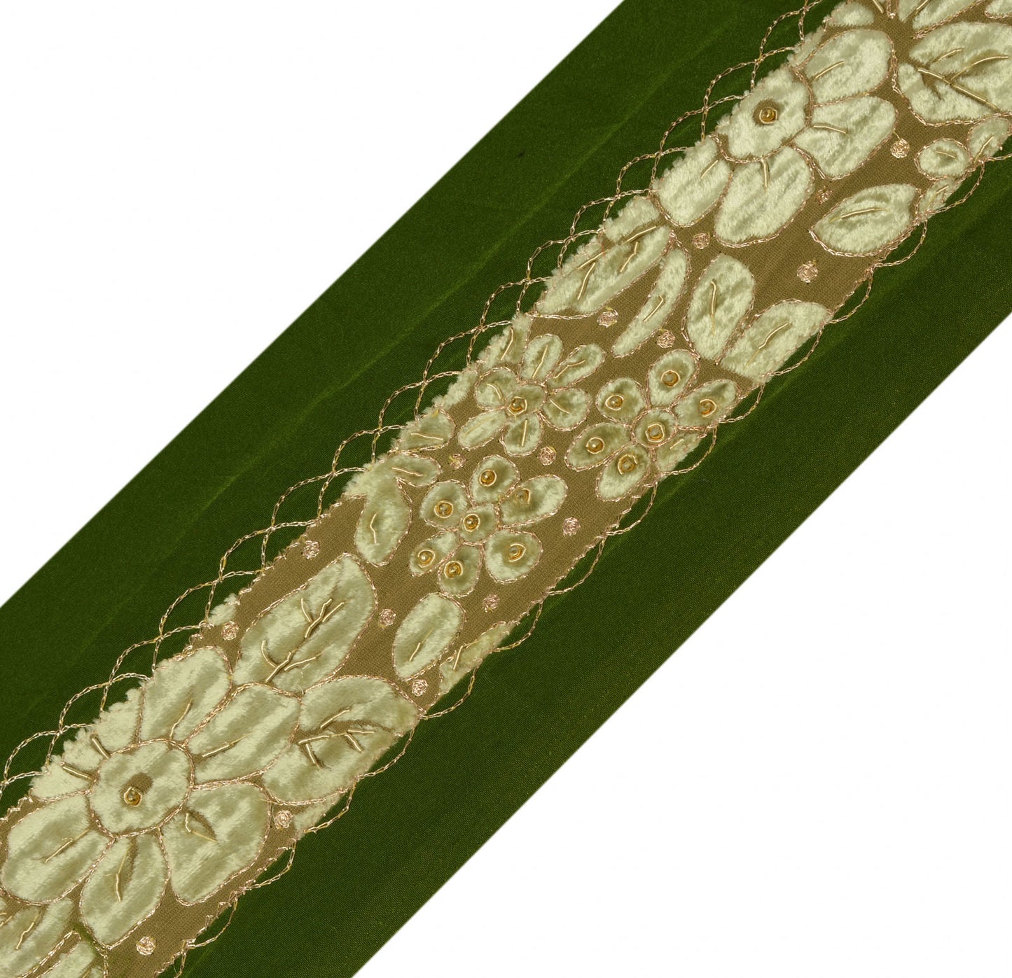 Sushila Vintage Saree Border Indian Craft Sewing Velvet Hand Beaded Trim Lace