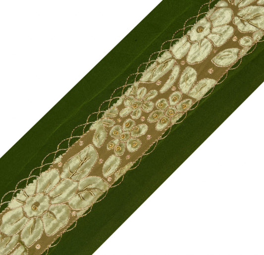 Sushila Vintage Saree Border Indian Craft Sewing Velvet Hand Beaded Trim Lace