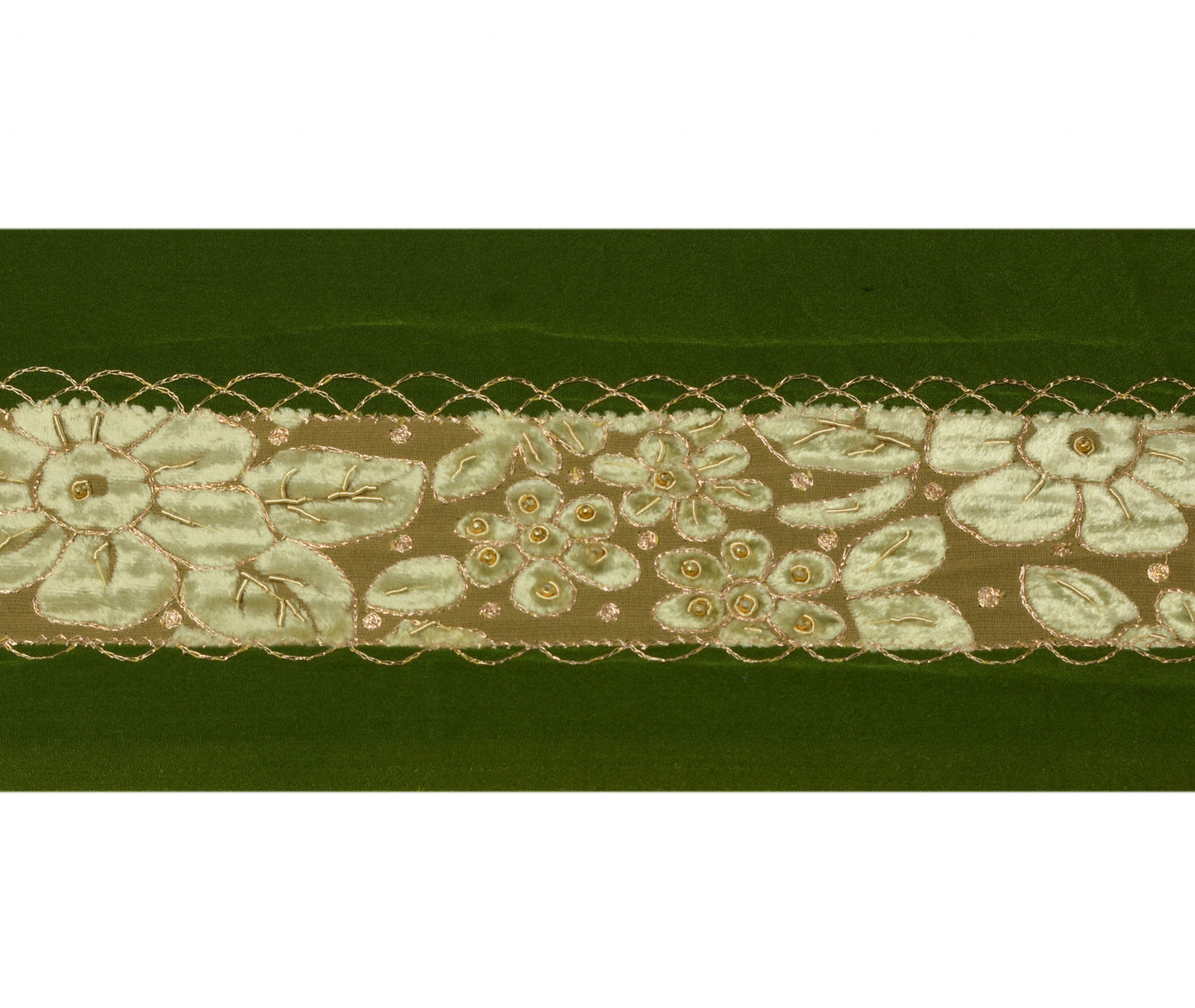 Sushila Vintage Saree Border Indian Craft Sewing Velvet Hand Beaded Trim Lace