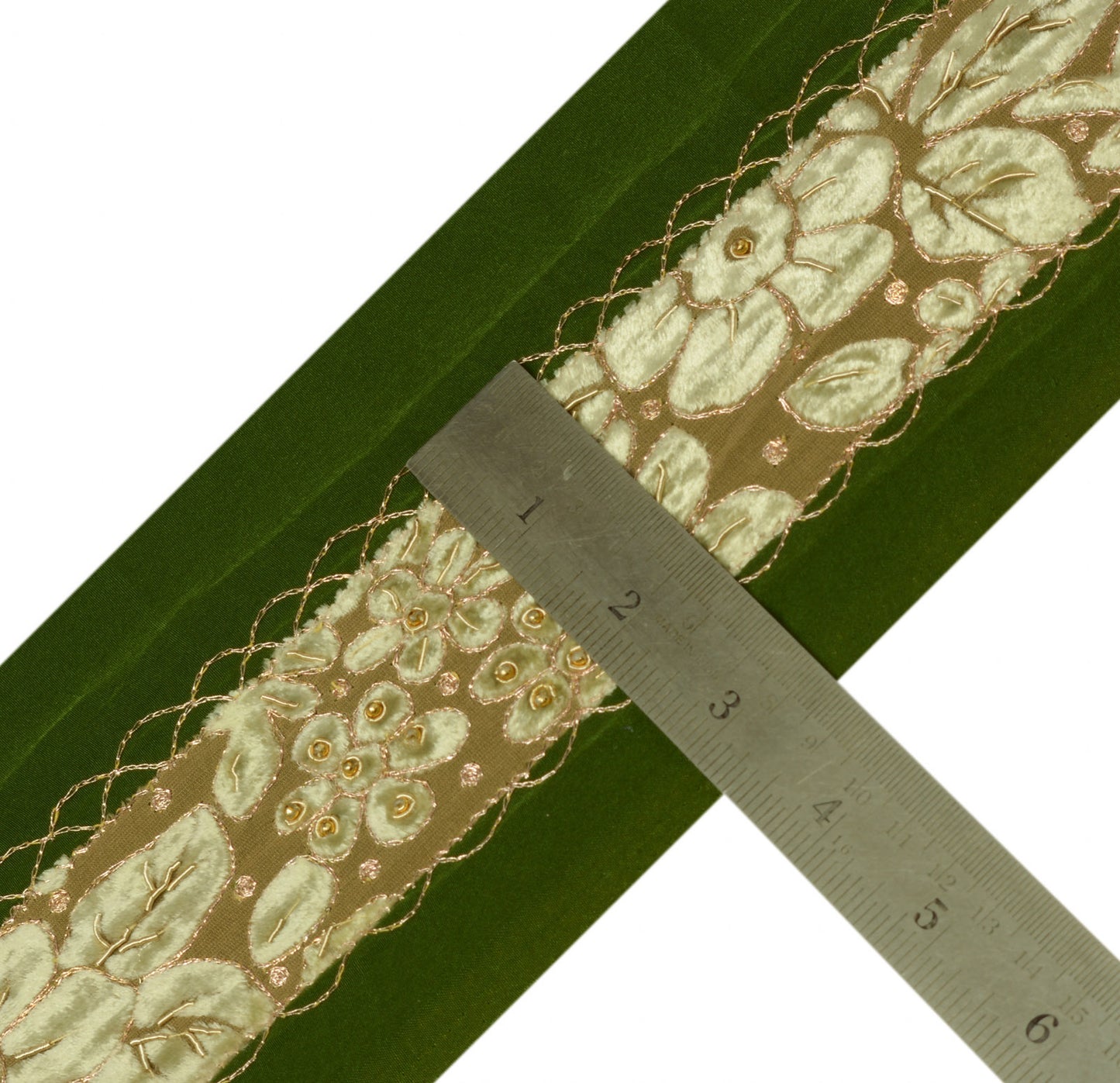 Sushila Vintage Saree Border Indian Craft Sewing Velvet Hand Beaded Trim Lace