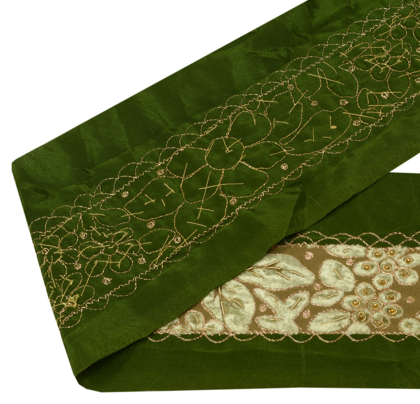Sushila Vintage Saree Border Indian Craft Sewing Velvet Hand Beaded Trim Lace