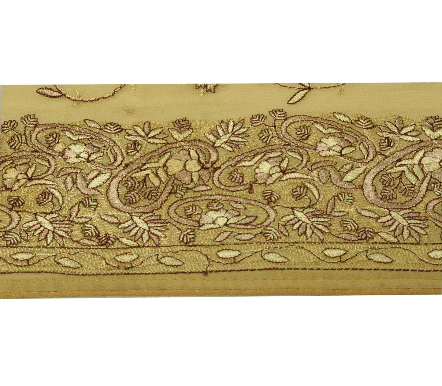 Sushila Vintage Cream Saree Border Indian Craft Sewing Trim Weaving Lace Ribbon