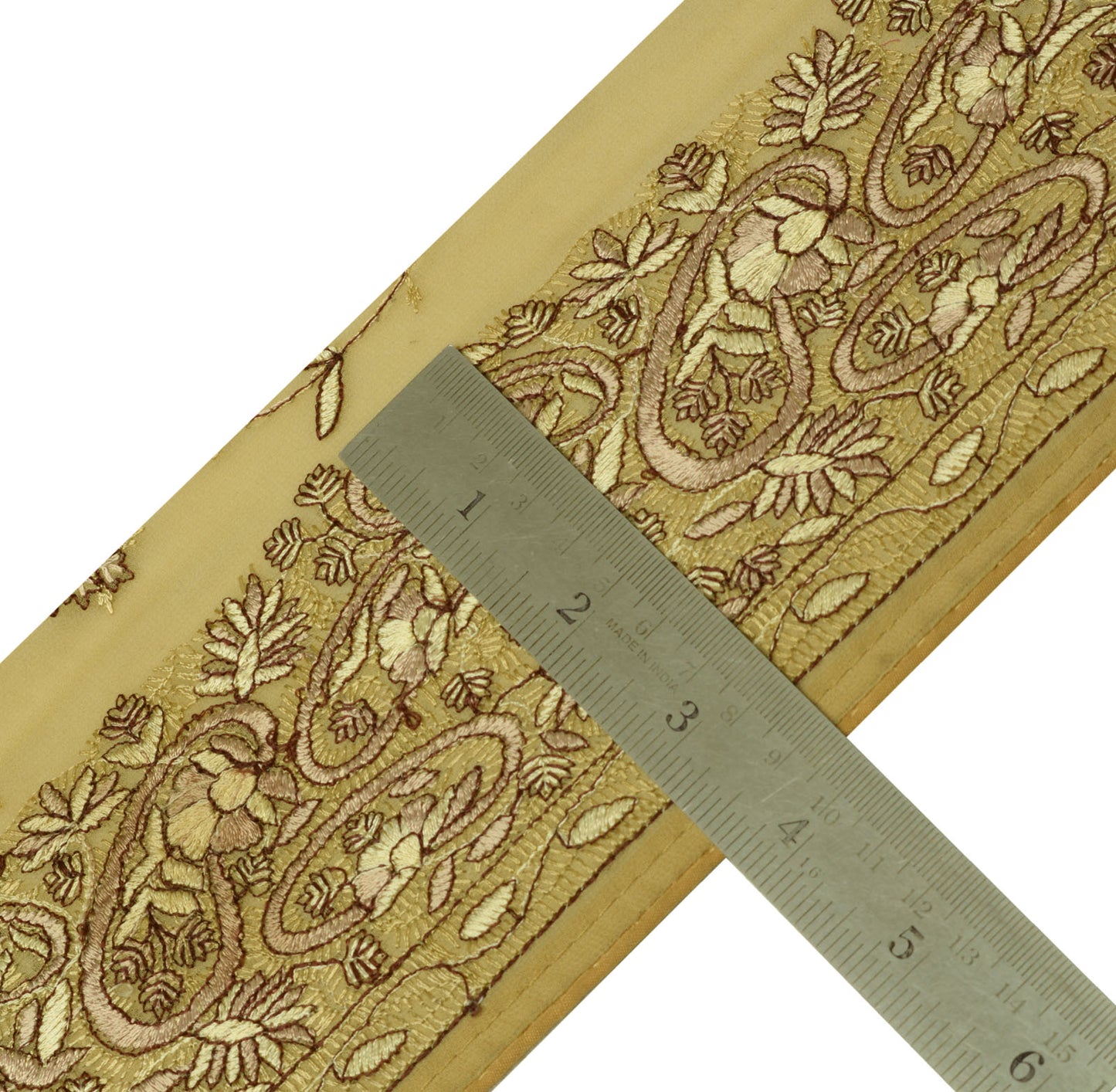 Sushila Vintage Cream Saree Border Indian Craft Sewing Trim Weaving Lace Ribbon