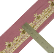 Sushila Vintage Mauve Saree Border Indian Craft Sewing Trim Hand Beaded Lace