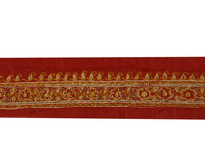 Sushila Vintage Maroon Saree Border Indian Craft Sewing Trim Embroidered Lace
