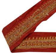 Sushila Vintage Maroon Saree Border Indian Craft Sewing Trim Embroidered Lace