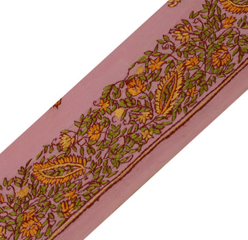 Sushila Vintage Pink Saree Border Indian Craft Sewing Trim Embroidered Lace