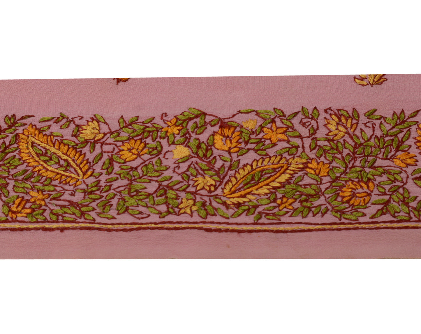 Sushila Vintage Pink Saree Border Indian Craft Sewing Trim Embroidered Lace