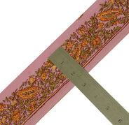 Sushila Vintage Pink Saree Border Indian Craft Sewing Trim Embroidered Lace