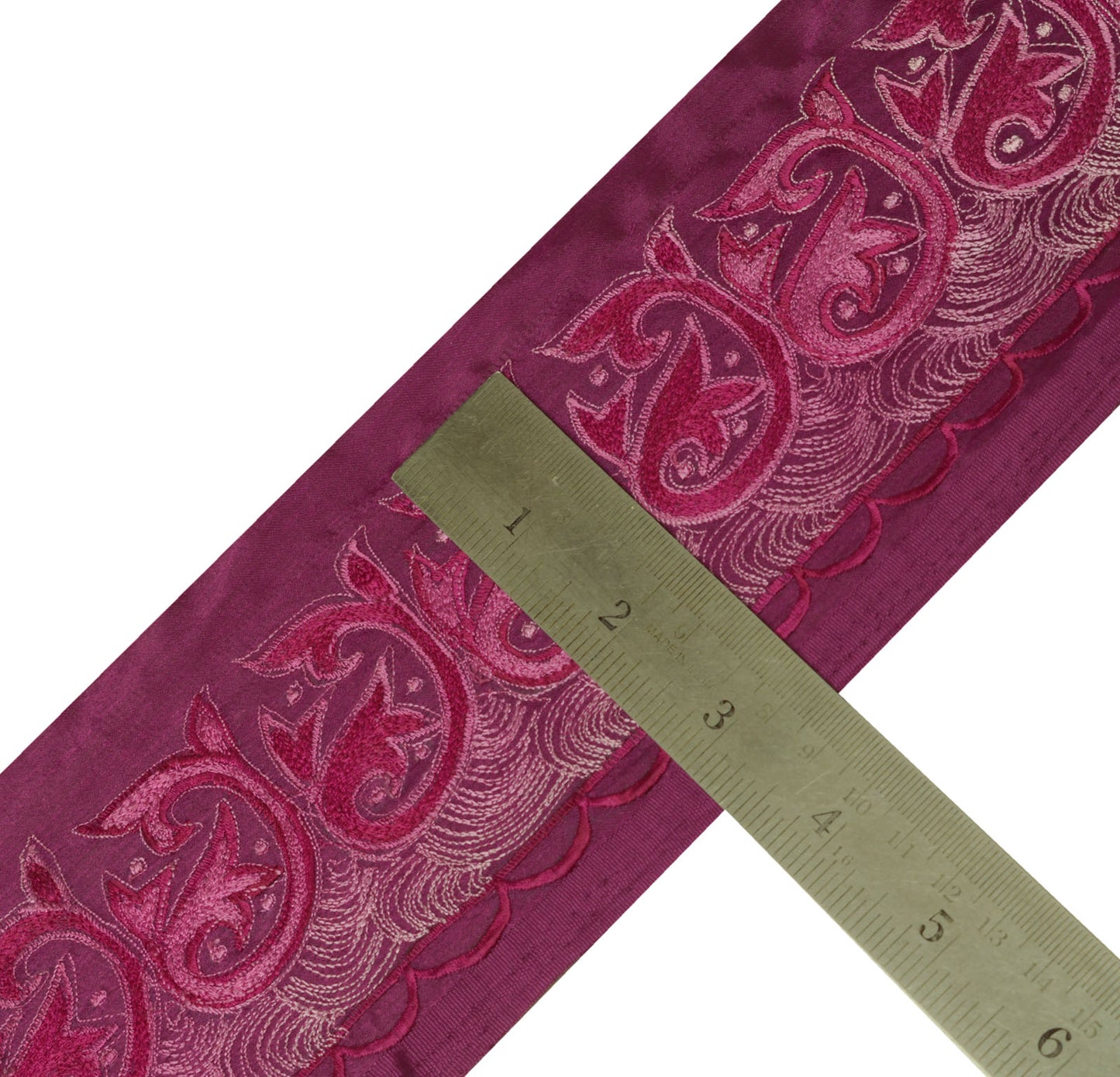 Sushila Vintage Purple Saree Border Indian Craft Sewing Trim Embroidered Ribbon