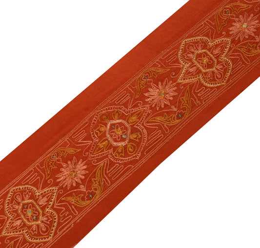 Sushila Vintage Rust Saree Border Indian Craft Sewing Trim Embroidered Lace