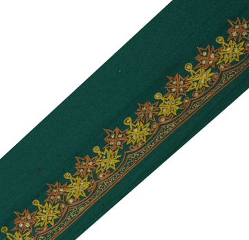 Sushila Vintage Green Saree Border Indian Craft Sewing Trim Embroidered Lace