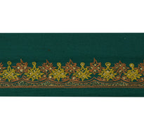 Sushila Vintage Green Saree Border Indian Craft Sewing Trim Embroidered Lace