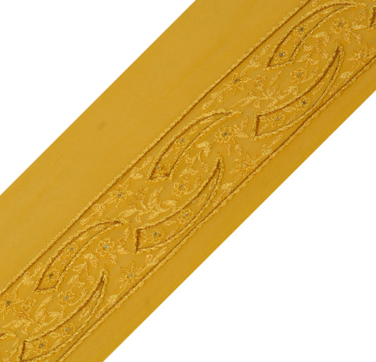 Sushila Vintage Yellow Saree Border Craft Sewing Trim Embroidered Lace Ribbon