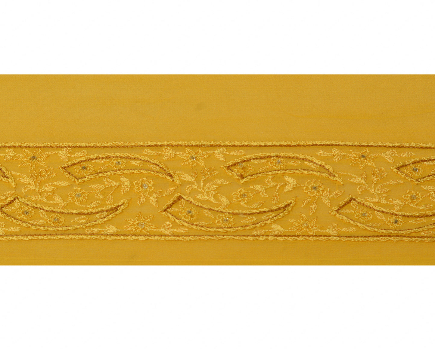 Sushila Vintage Yellow Saree Border Craft Sewing Trim Embroidered Lace Ribbon