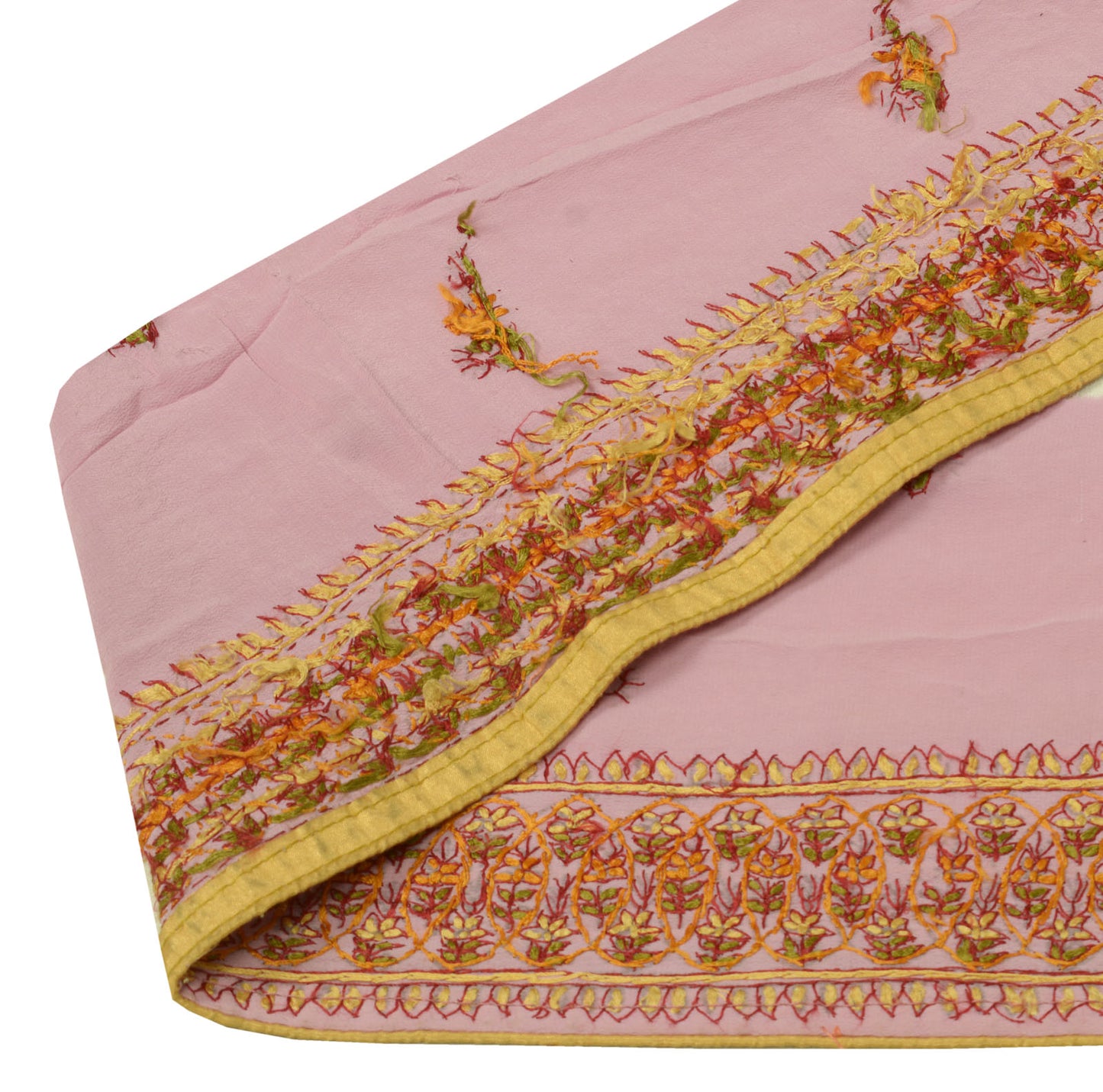 Sushila Vintage Pink Saree Border Craft Sewing Trim Hand Embroidered Lace Ribbon
