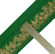 1.75" Sushila Vintage Green Saree Border Indian Craft Sewing Hand Beaded Lace