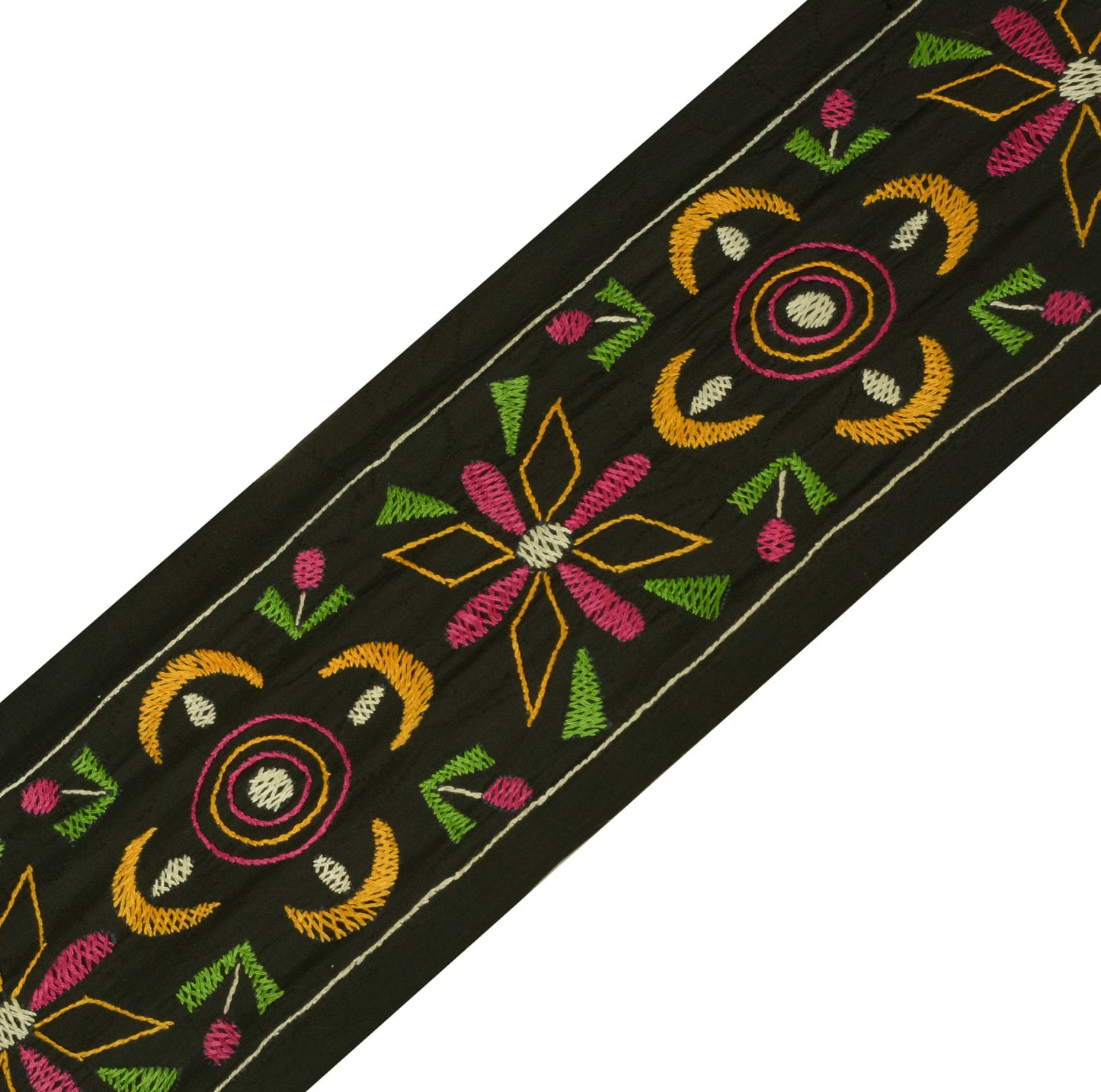 Sushila Vintage Black Saree Border Indian Craft Sewing Trim Weaving Lace Ribbon