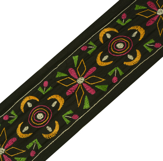 Sushila Vintage Black Saree Border Indian Craft Sewing Trim Weaving Lace Ribbon