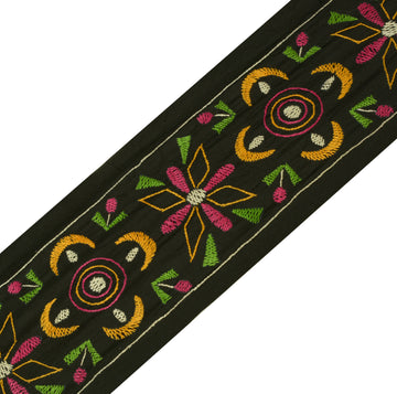 Sushila Vintage Black Saree Border Indian Craft Sewing Trim Weaving Lace Ribbon