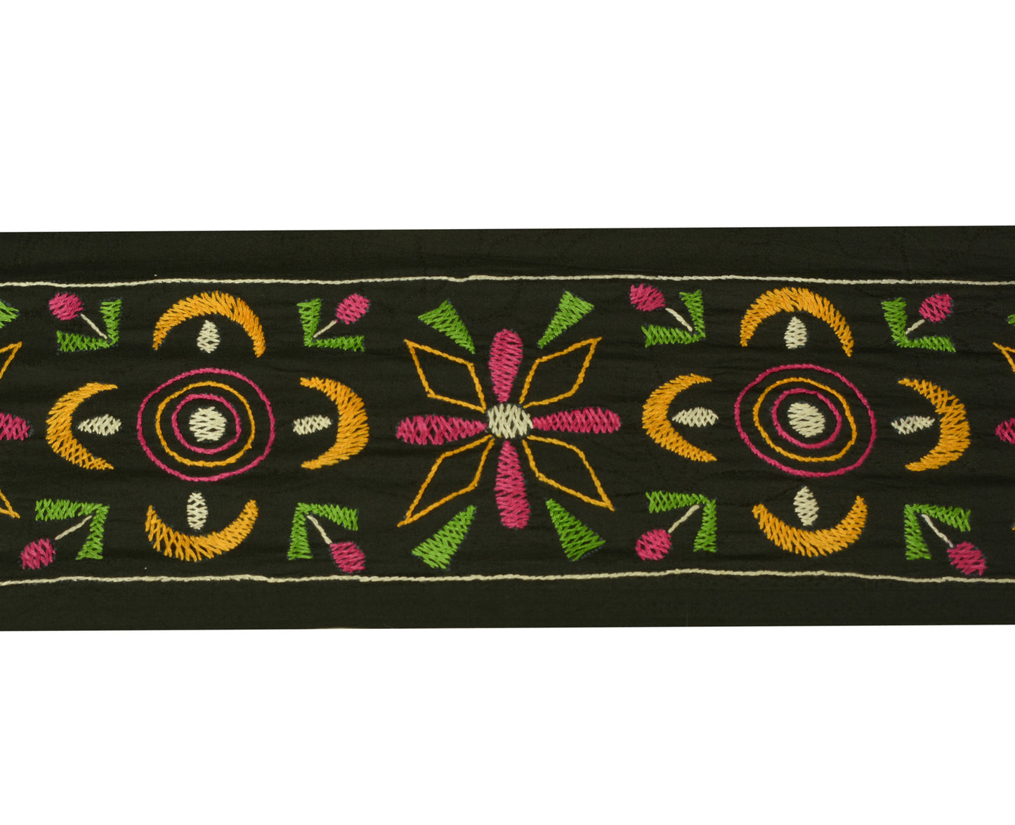 Sushila Vintage Black Saree Border Indian Craft Sewing Trim Weaving Lace Ribbon
