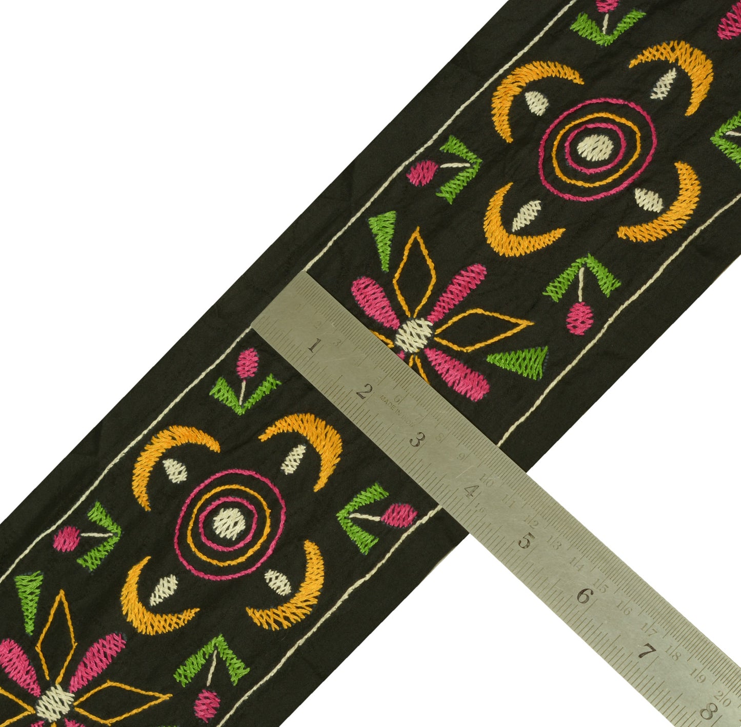 Sushila Vintage Black Saree Border Indian Craft Sewing Trim Weaving Lace Ribbon