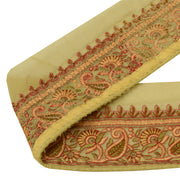 Sushila Vintage Cream Saree Border Indian Craft Sewing Trim Embroidered Lace