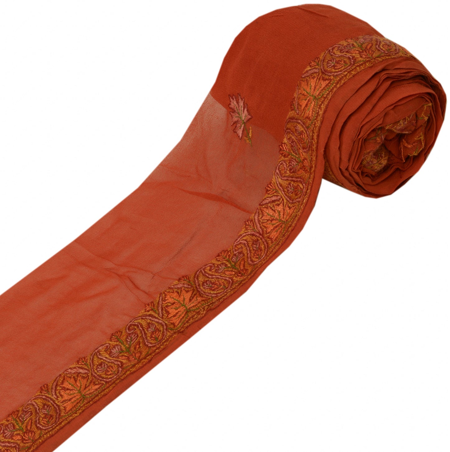 Sushila Vintage Rust Sari Border Indian Craft Sewing Trim Hand Embroidered Lace