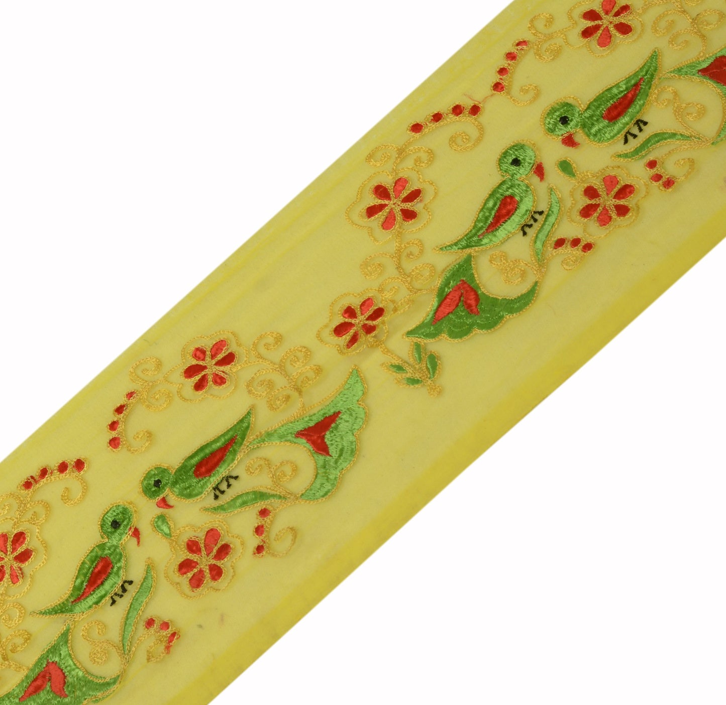 Sushila Vintage Yellow Saree Border Indian Craft Sewing Trim Embroidered Lace
