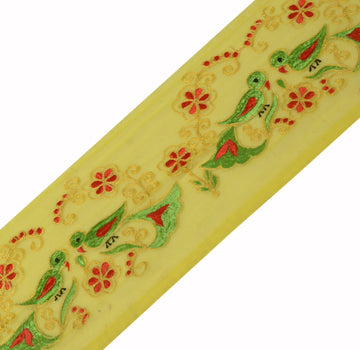 Sushila Vintage Yellow Saree Border Indian Craft Sewing Trim Embroidered Lace