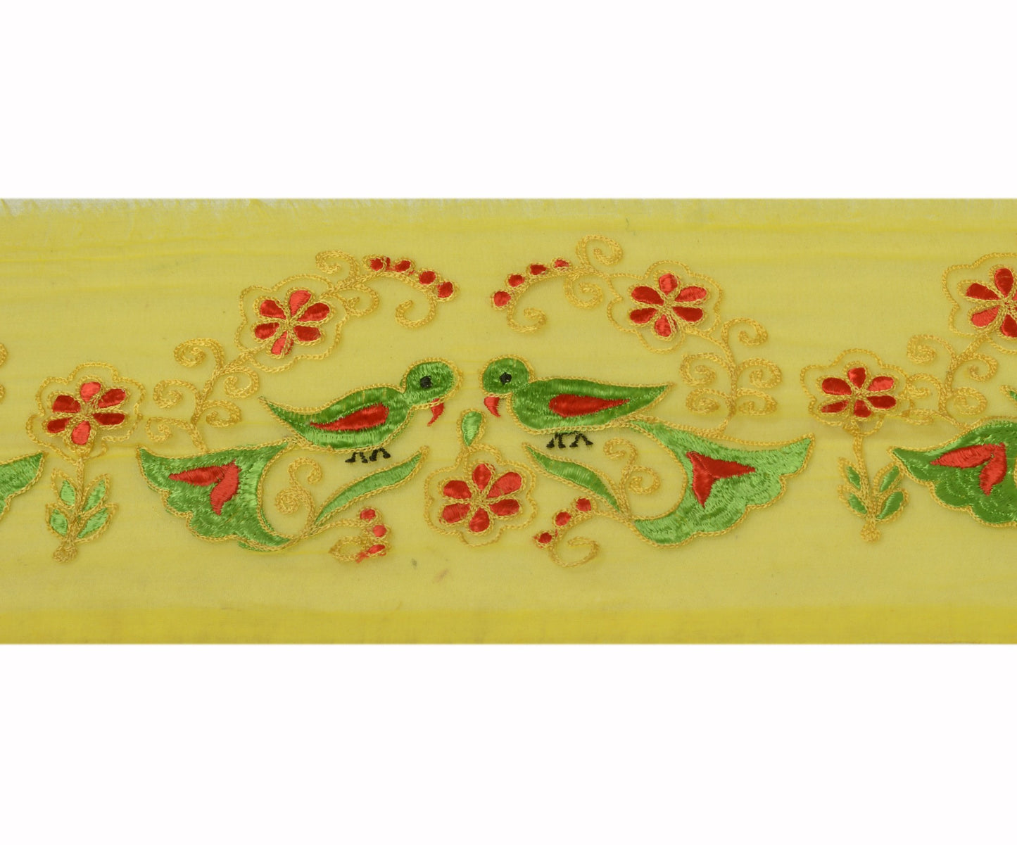 Sushila Vintage Yellow Saree Border Indian Craft Sewing Trim Embroidered Lace