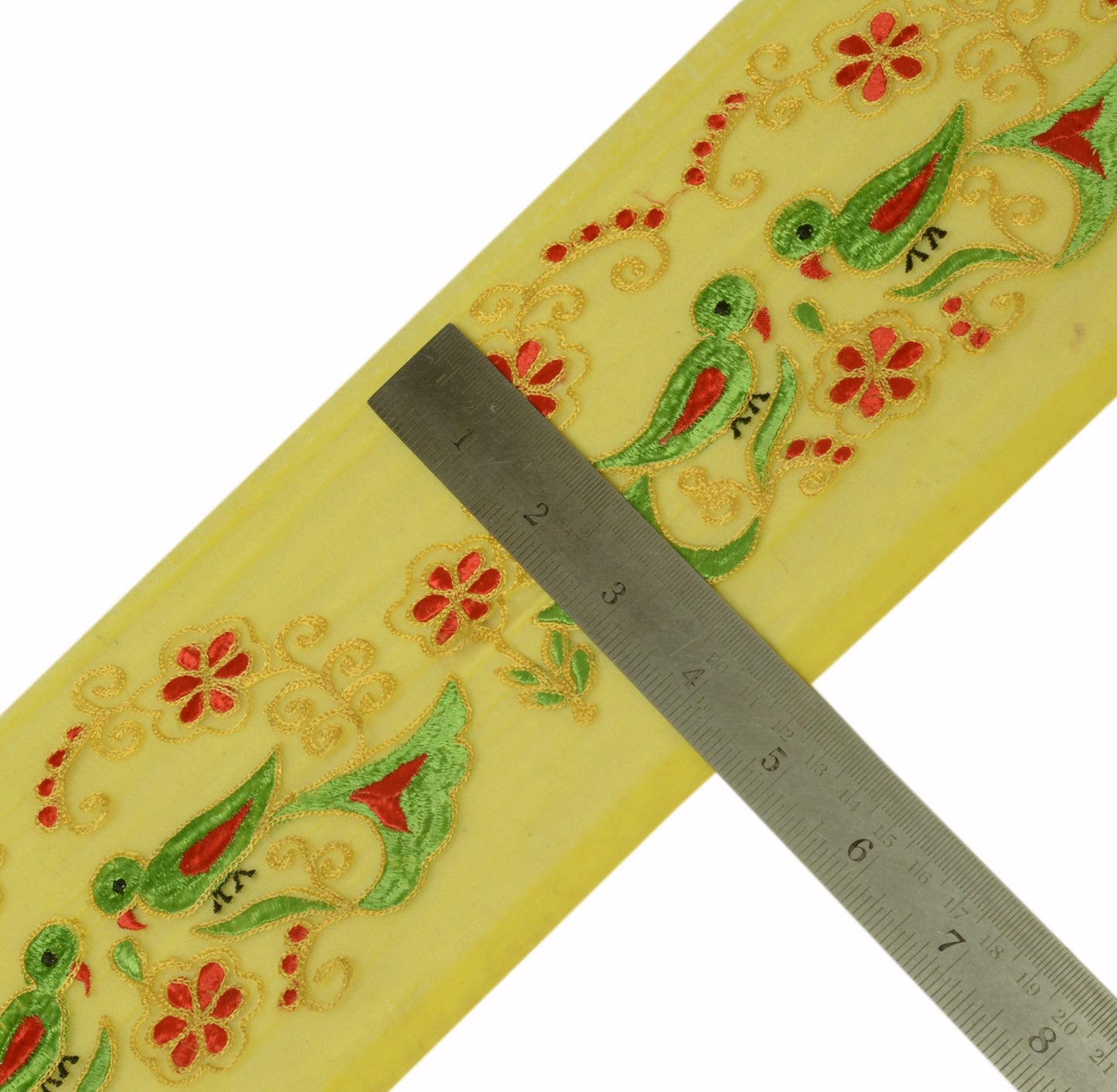 Sushila Vintage Yellow Saree Border Indian Craft Sewing Trim Embroidered Lace