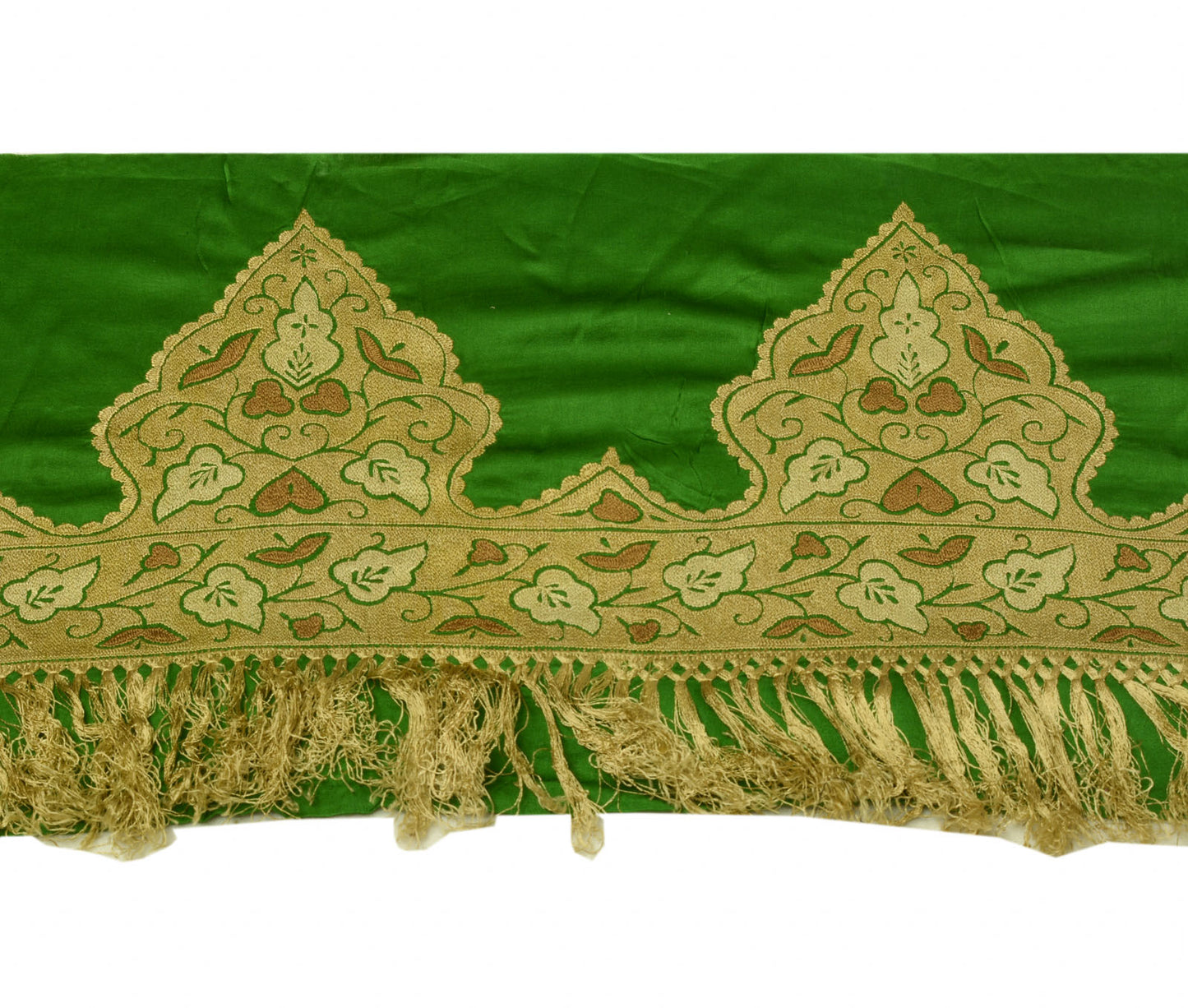Sushila Vintage Green Saree Border Craft Sewing Trim Hand Beaded Embroidered