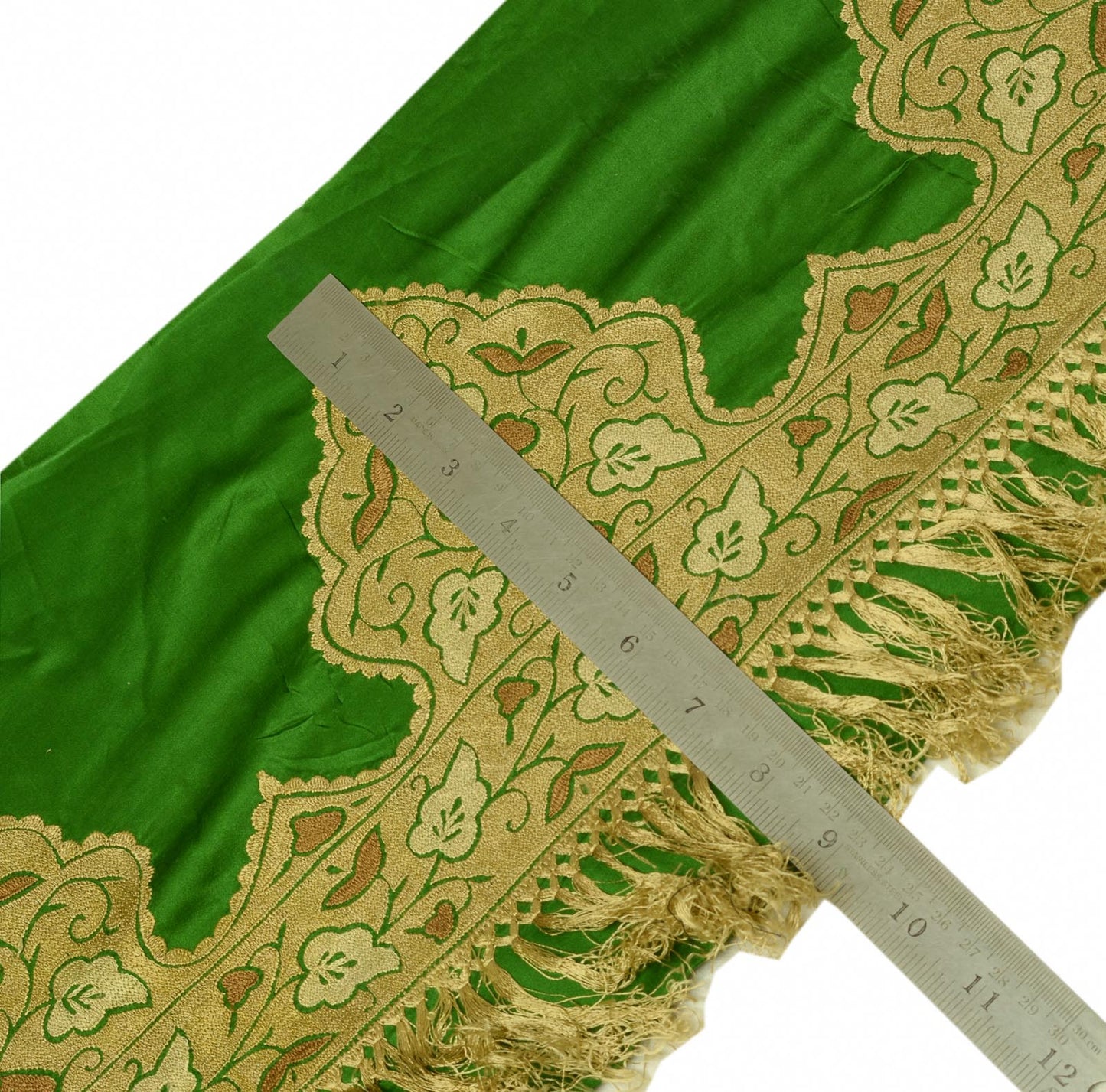 Sushila Vintage Green Saree Border Craft Sewing Trim Hand Beaded Embroidered