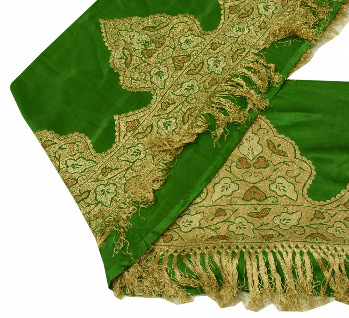 Sushila Vintage Green Saree Border Craft Sewing Trim Hand Beaded Embroidered