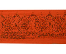 Sushila Vintage Orange Saree Border Indian Craft Sewing Trim Embroidered Lace