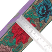 Sushila Vintage Green Saree Border Indian Craft Sewing Trim Embroidered Ribbon