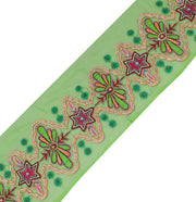 Sushila Vintage Green Saree Border Indian Craft Sewing Embroidered Lace Ribbon