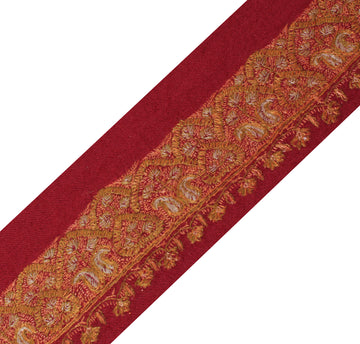 Sushila Vintage Maroon Saree Border Indian Craft Sewing Embroidered Lace Ribbon